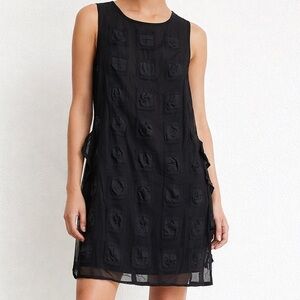 Liviana Conti Avant-Garde Textured Layered Sheer Mini Dress Black Size S